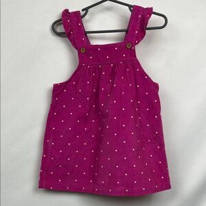 Carter’s Fuchsia Pink polka dot cotton corduroy jumper dress size 24 months Pit